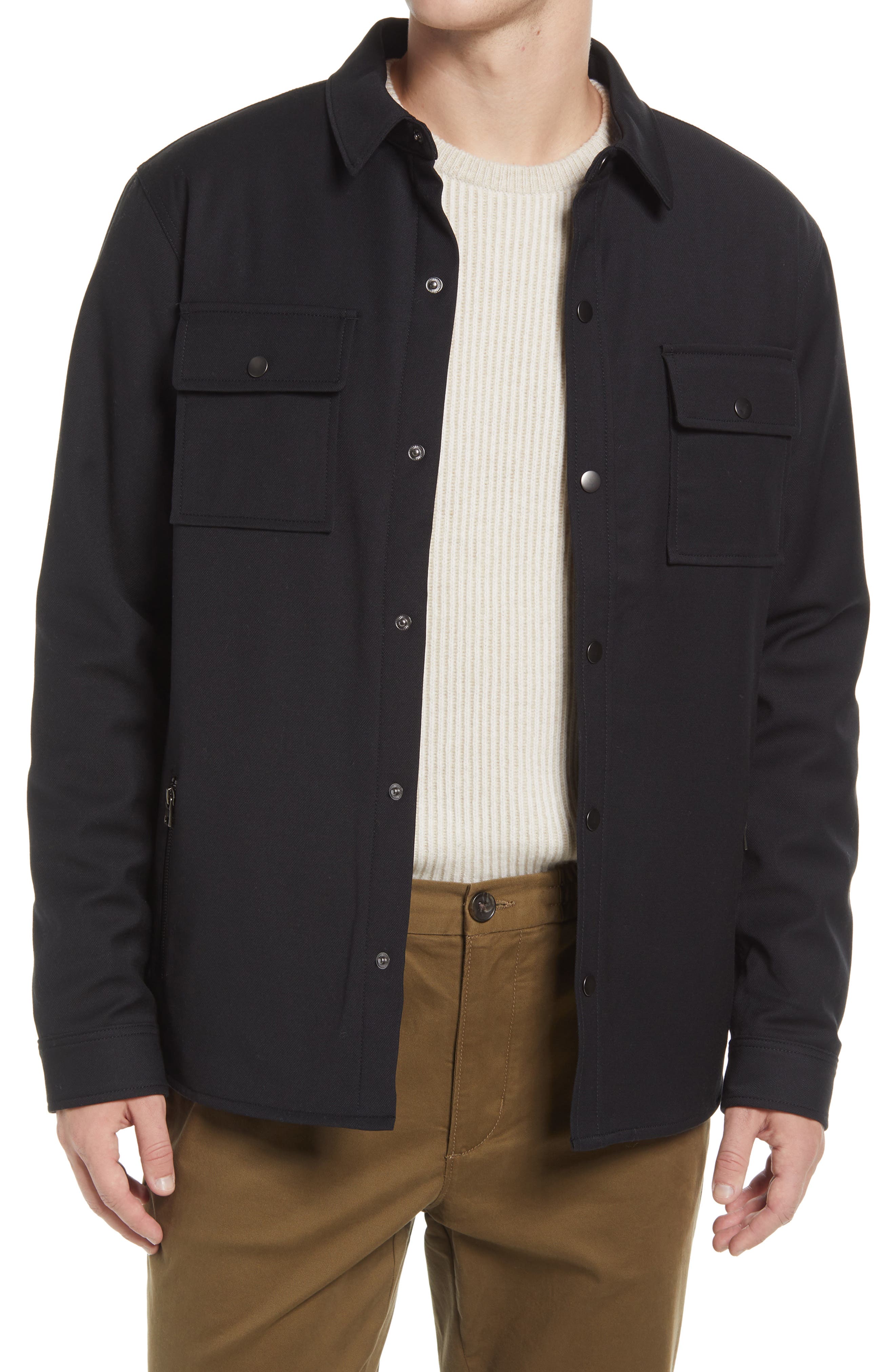 mens shirt jacket black
