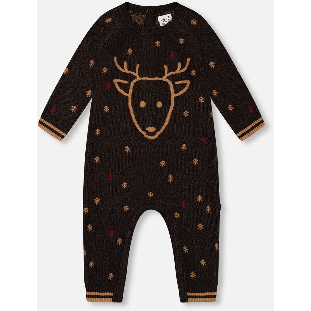 DEUX PAR DEUX DEUX PAR DEUX BABY BOY'S KNITTED JUMPSUIT WITH INTARSIA REINDEER