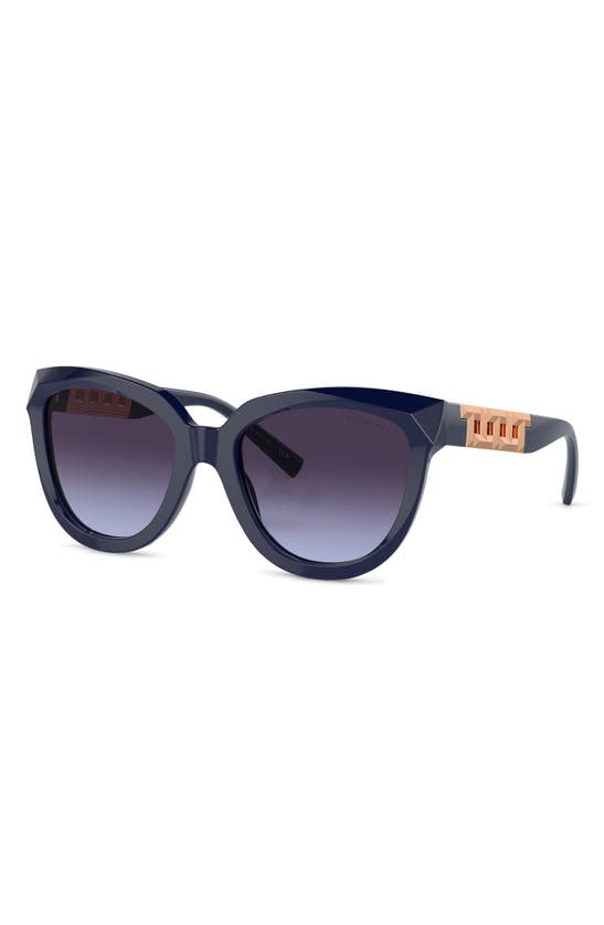 Shop Tiffany & Co 53mm Gradient Cat Eye Sunglasses In Dark Blue