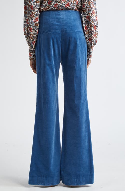 Shop Veronica Beard Basima Stretch Corduroy Flare Pants In Deep Ocean