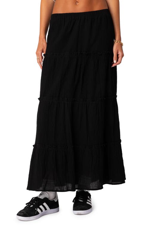 EDIKTED Tiered Cotton Maxi Skirt Black at Nordstrom,
