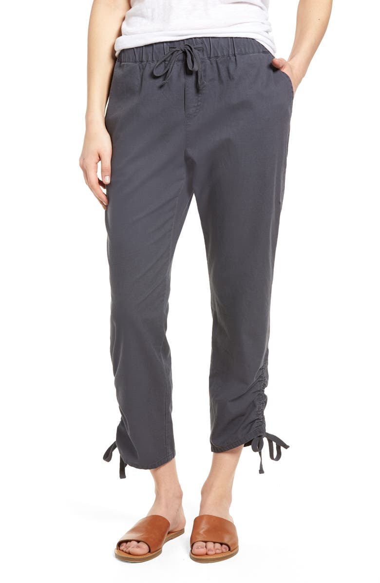 Caslon® Side Ruched Crop Pants (Regular & Petite) | Nordstrom