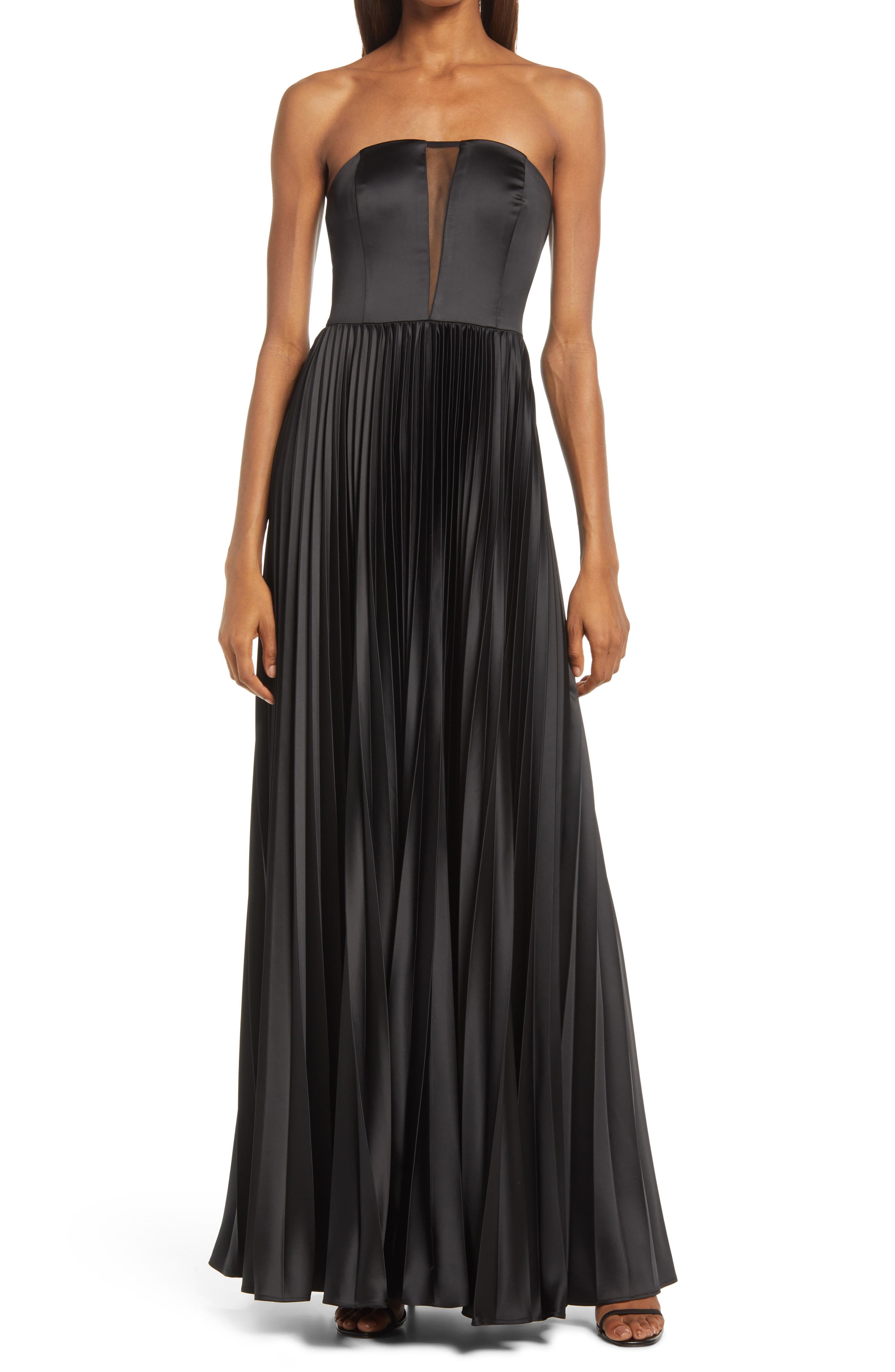 black strapless cocktail dress