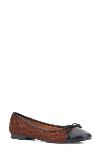 Shop New York And Company Patricia Cap Toe Flat In Leopard