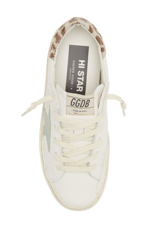 Shop Golden Goose Hi Star Platform Sneaker In White/gray/leopard