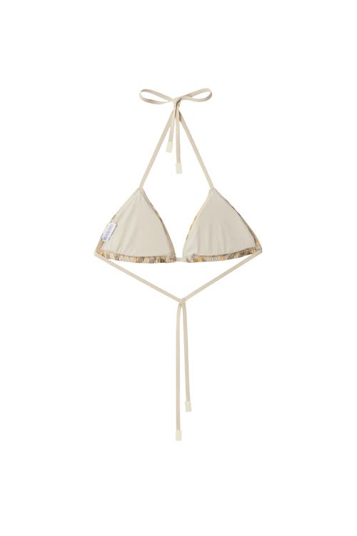 Shop Burberry Check Bikini Top In Wheat