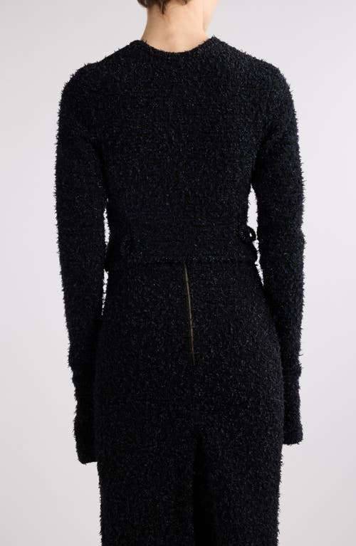 Shop Balenciaga Shimmer Tweed Crop Cardigan In Black