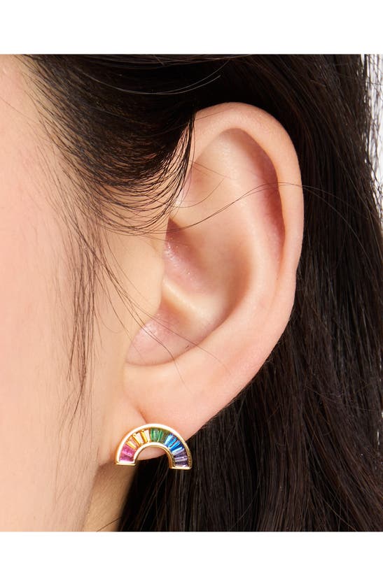 Shop Kate Spade New York Cubic Zirconia Rainbow Stud Earrings In Gold Multi