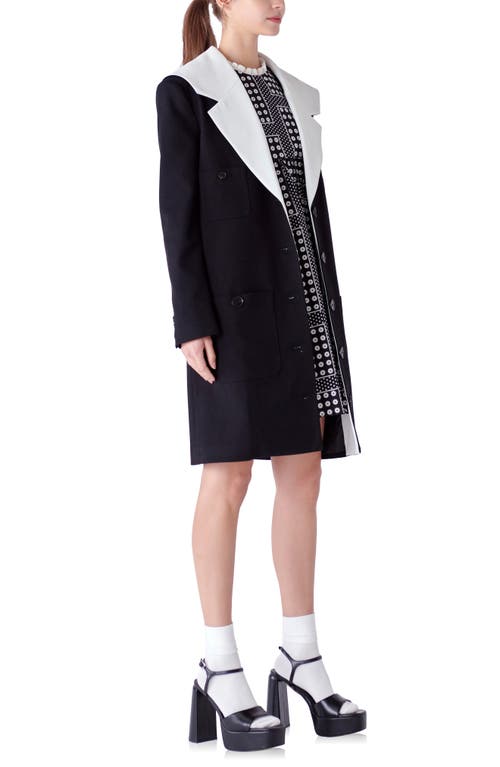 English Factory Sailor Collar Coat In Black/white