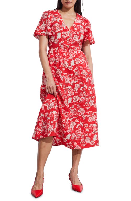 Shop & Other Stories Floral Print A-line Midi Dress In Harper Aop Red Base