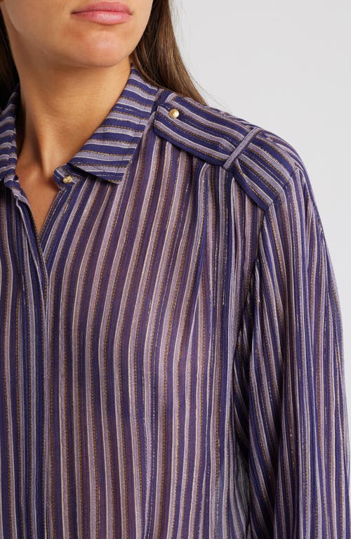 Shop Sessun Sessùn Ginger Metallic Stripe Shirt In Suit Ray