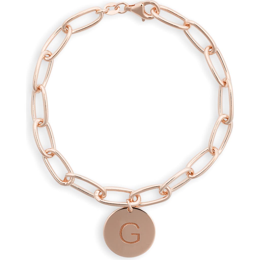 Meshmerise Initial Disc Charm Bracelet In Rose-g