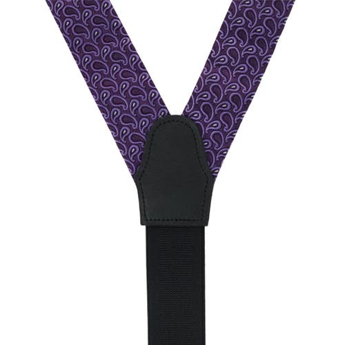 Shop Trafalgar Abner's Amoebas Patterned Silk Button End Private Collection Suspenders In Purple