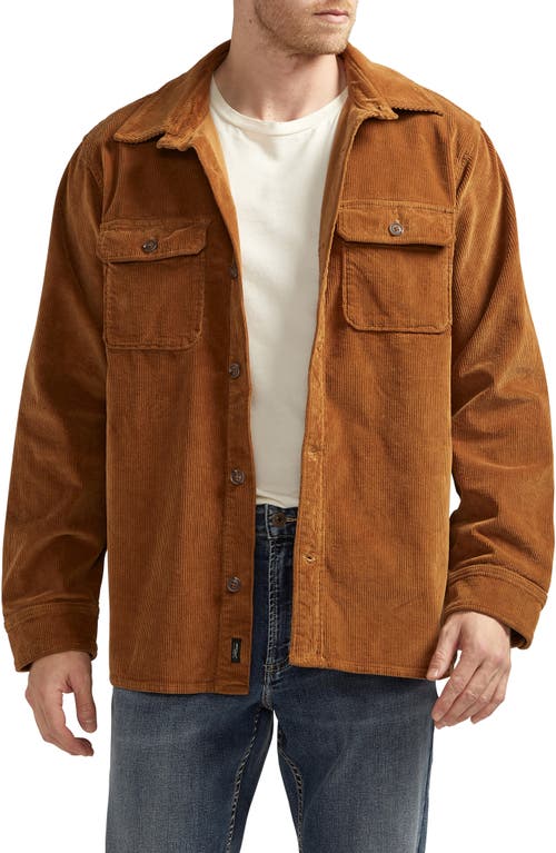 Shop Silver Jeans Co. Corduroy Shacket In Tobacco Brown