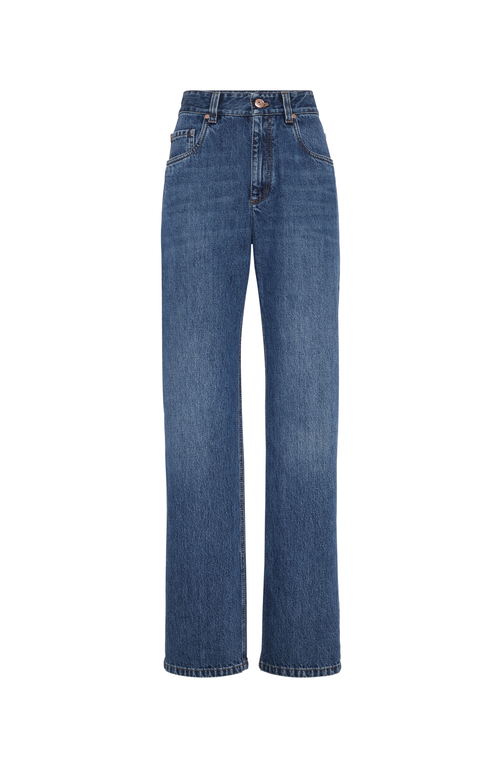 BRUNELLO CUCINELLI BRUNELLO CUCINELLI AUTHENTIC DENIM STRAIGHT TROUSERS WITH MONILI 