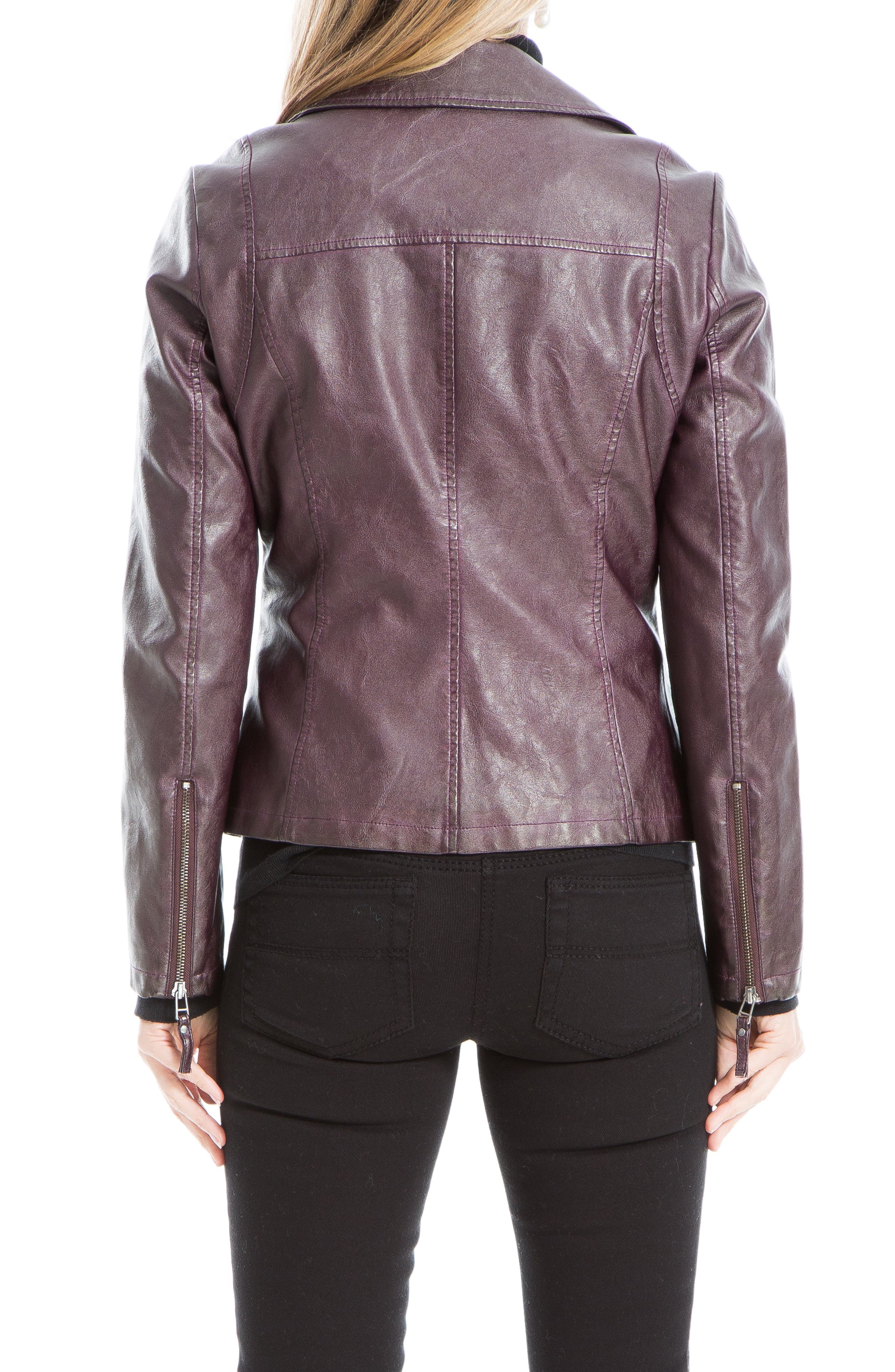 MAXSTUDIO Washed Faux Leather Moto 