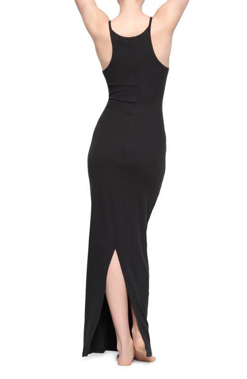 Shop Skims Cotton Rib Maxi Dress In Soot