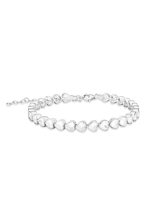 Shop Shymi Cubic Zirconia Heart Tennis Bracelet In Silver/white