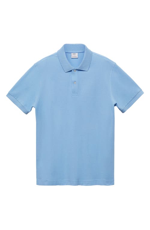 Shop Mango Relaxed Cotton Piqué Knit Polo In China Blue