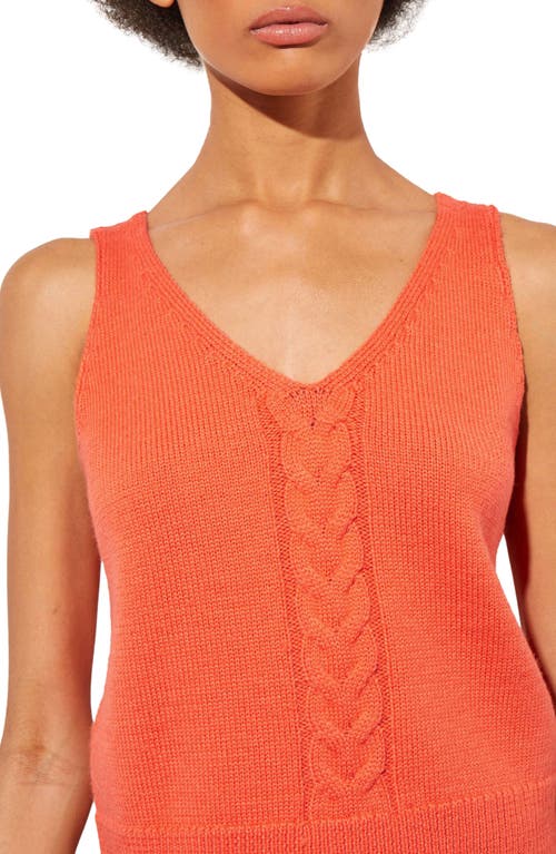 Ming Wang Wool Blend Sleeveless Sweater In Vermillion