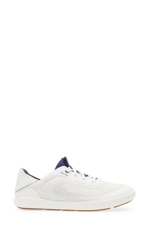Olukai Punini Mens Leather Lifestyle Casual And Fashion Sneakers In Bright White/pacifica