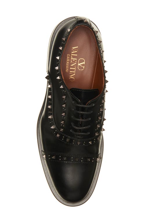 Shop Valentino Garavani Gentleglam Studded Wingtip Oxford In Nero