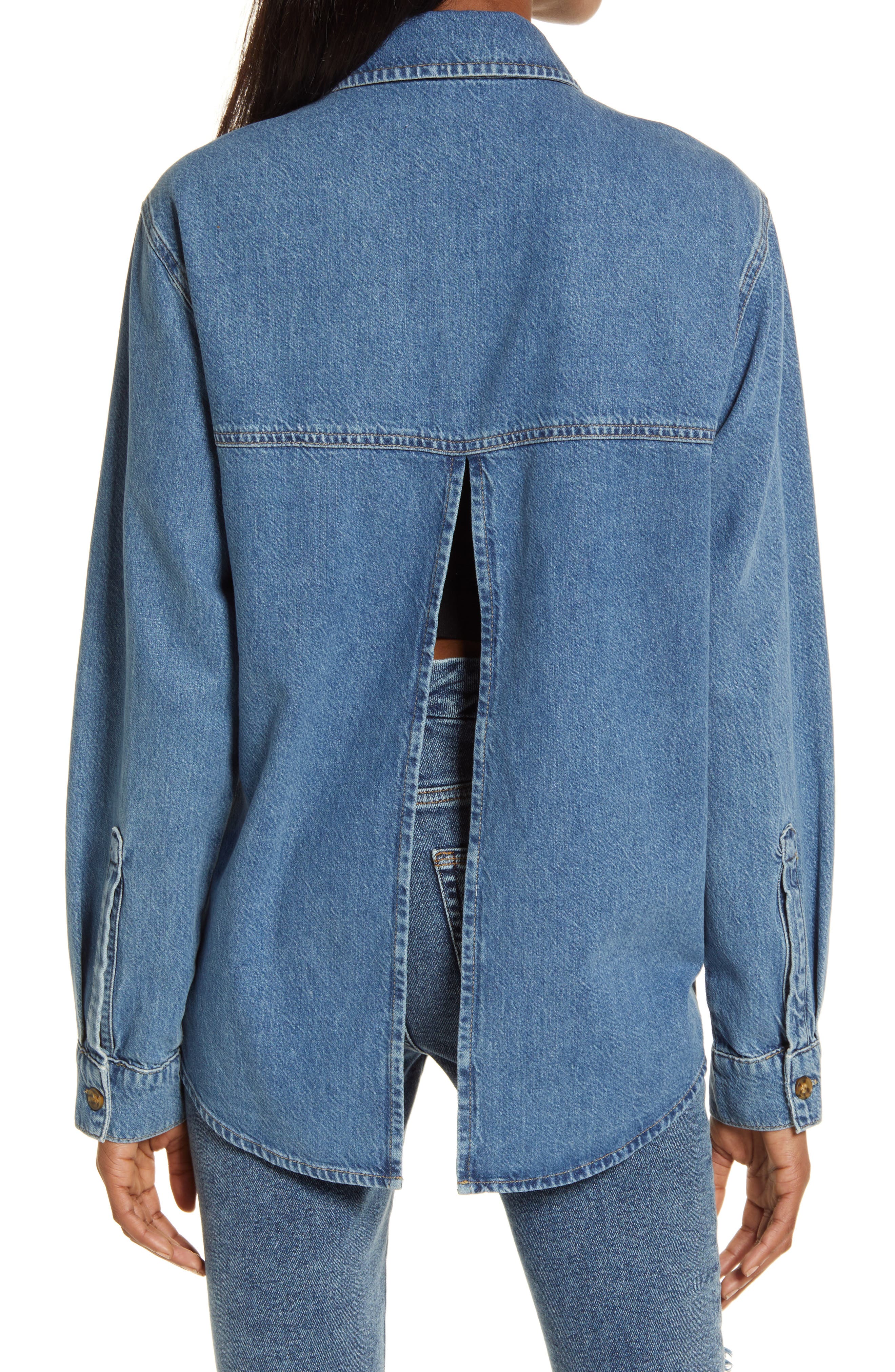 Good American Split Back Denim Shirt 
