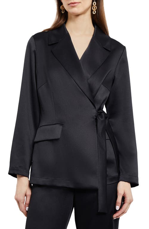 Misook Side Tie Satin Blazer In Black