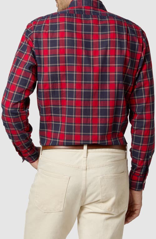 Shop Sid Mashburn Plaid Button-up Shirt In Red/navy/yellow Plaid Poplin