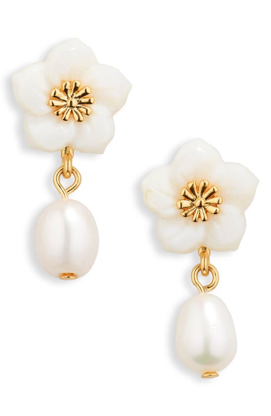 Shop Madewell Freshwater Pearl Statement Drop Earrings In Gold/freshwater Pearl