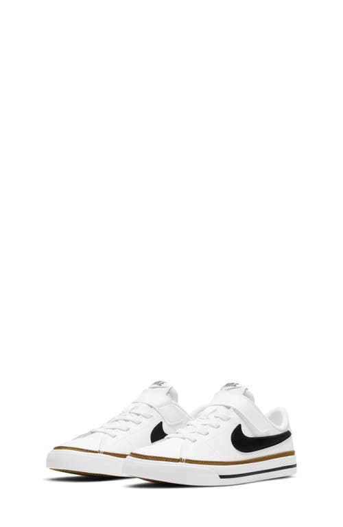 Shop Nike Kids' Court Legacy Sneaker In White/black/ochre