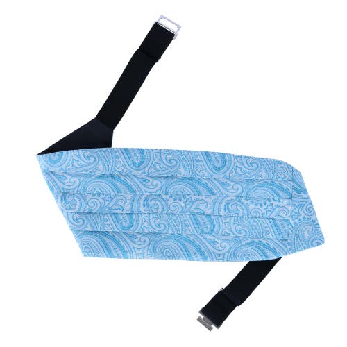 Shop Trafalgar Sobee Paisley Silk Cummerbund In Light Blue Paisley