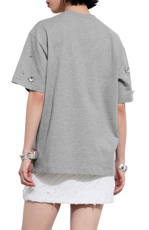 Shop & Other Stories Flower Appliqué Oversize T-shirt In Grey Medium Dusty