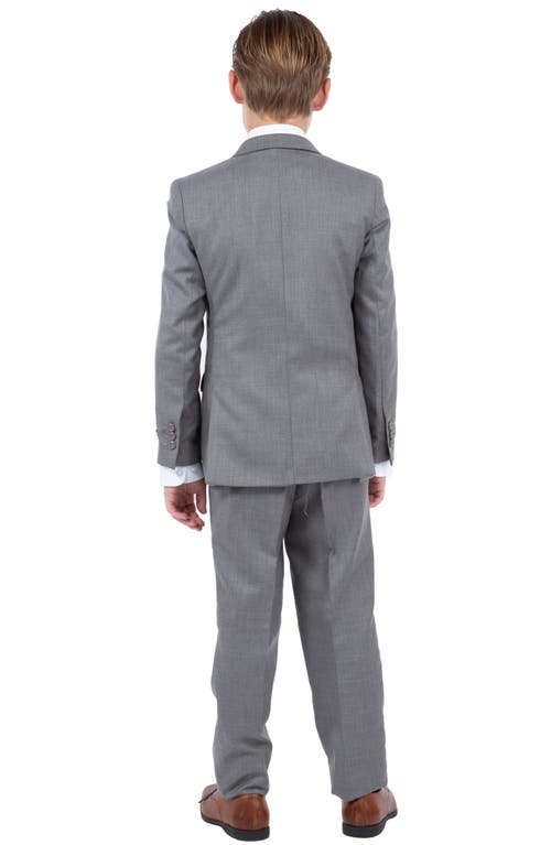 Shop Perry Ellis Kids' Earth Tan Five-piece Sharkskin Suit In Grey Slate
