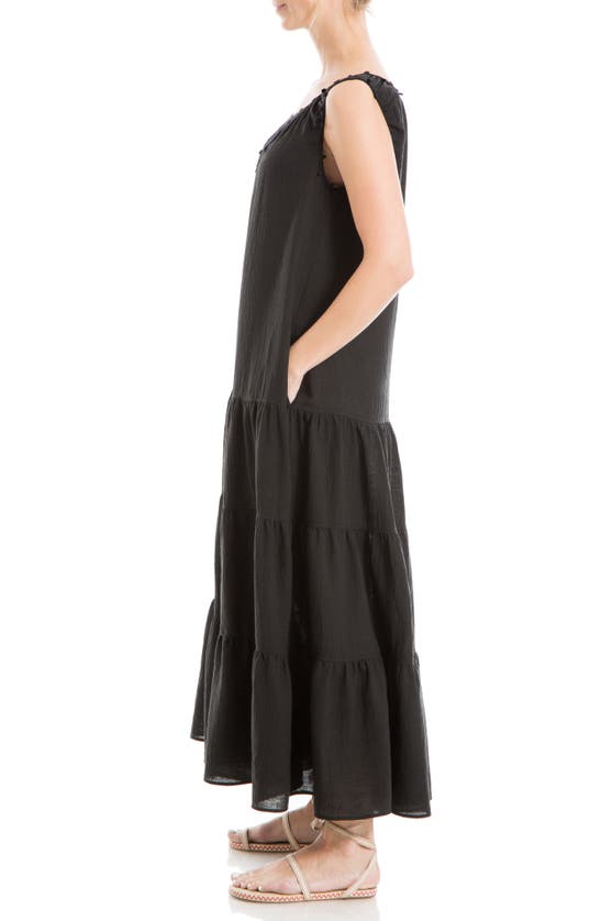 Shop Max Studio London Lace Inset Tiered Maxi Dress In Black