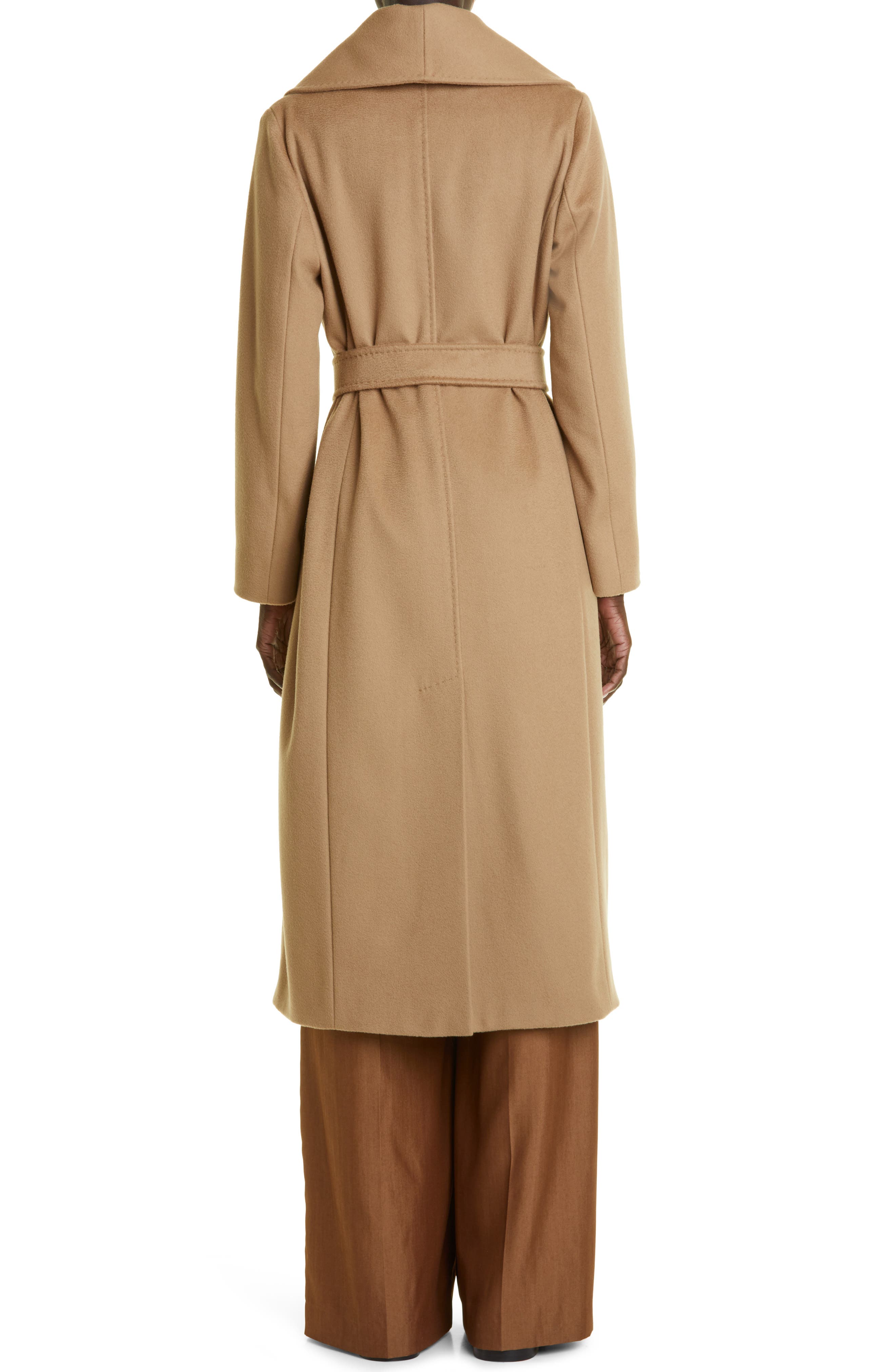 Max Mara Loriana Double Face Wool Belted Coat in Camel
