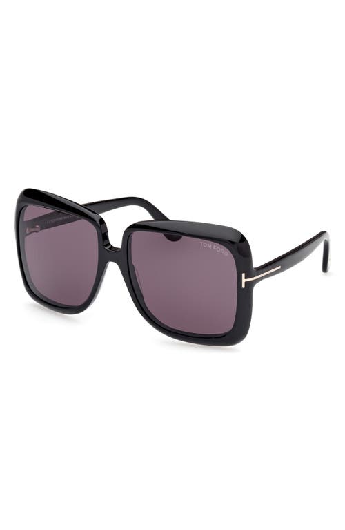 Shop Tom Ford Lorelai 59mm Square Sunglasses In Shiny Black/smoke