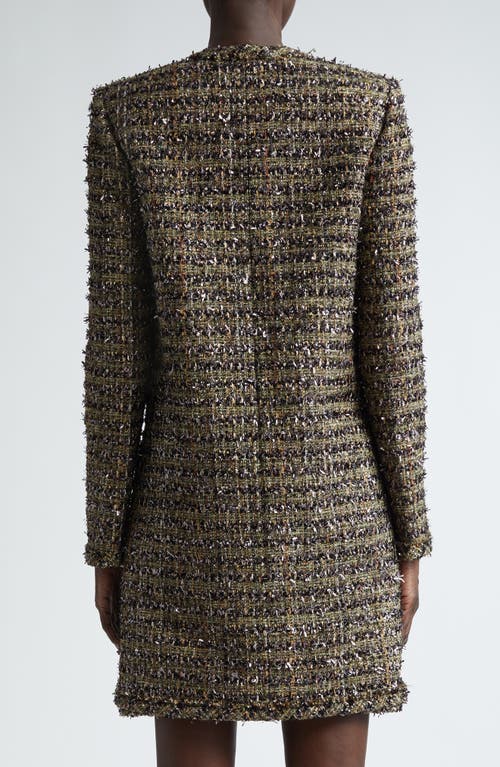 St John Eyelash Tweed Long Jacket In Cypress Multi