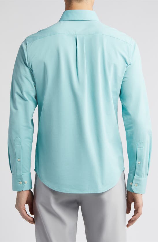 Shop Mizzen + Main Ellis Solid Knit Button-down Shirt In Turquoise Aqua