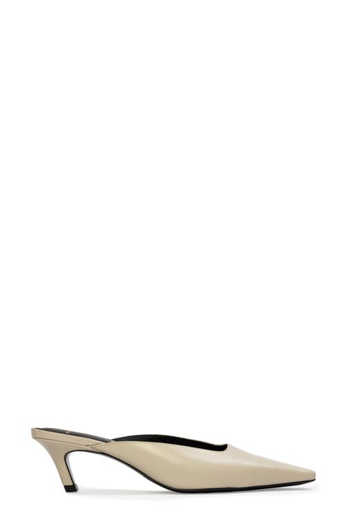 Black Suede Studio Logan Leather Kitten Mule Pumps In Peyote