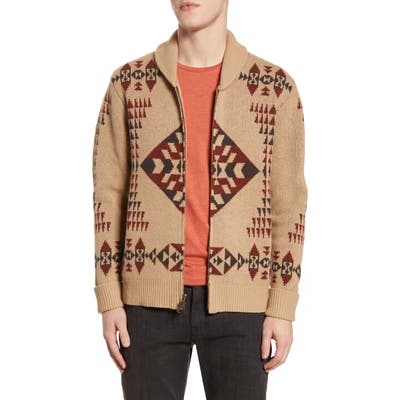 Pendleton Basket Maker Zip Wool Cardigan, Brown