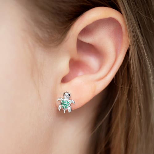 Shop In Season Jewelry Cubic Zirconia Turtle Earrings In Green