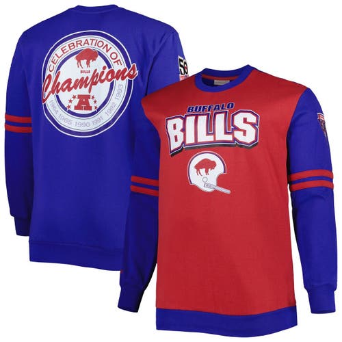 Men's Mitchell & Ness Red/Royal Buffalo Bills Big & Tall Celebration of Champions Pullover Sweatshirt