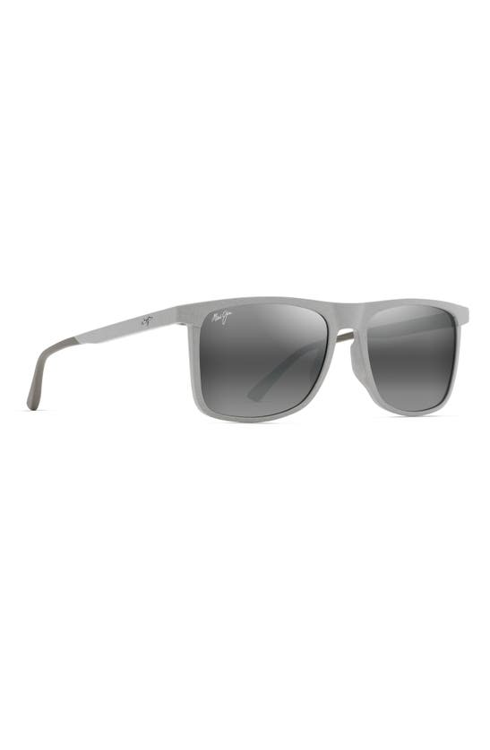 Shop Maui Jim Makamae 56mm Polarized Square Sunglasses In Matte Grey