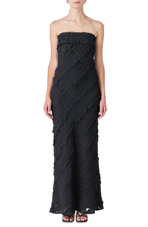 Shop Endless Rose Ruffle Strapless Maxi Dress In Black