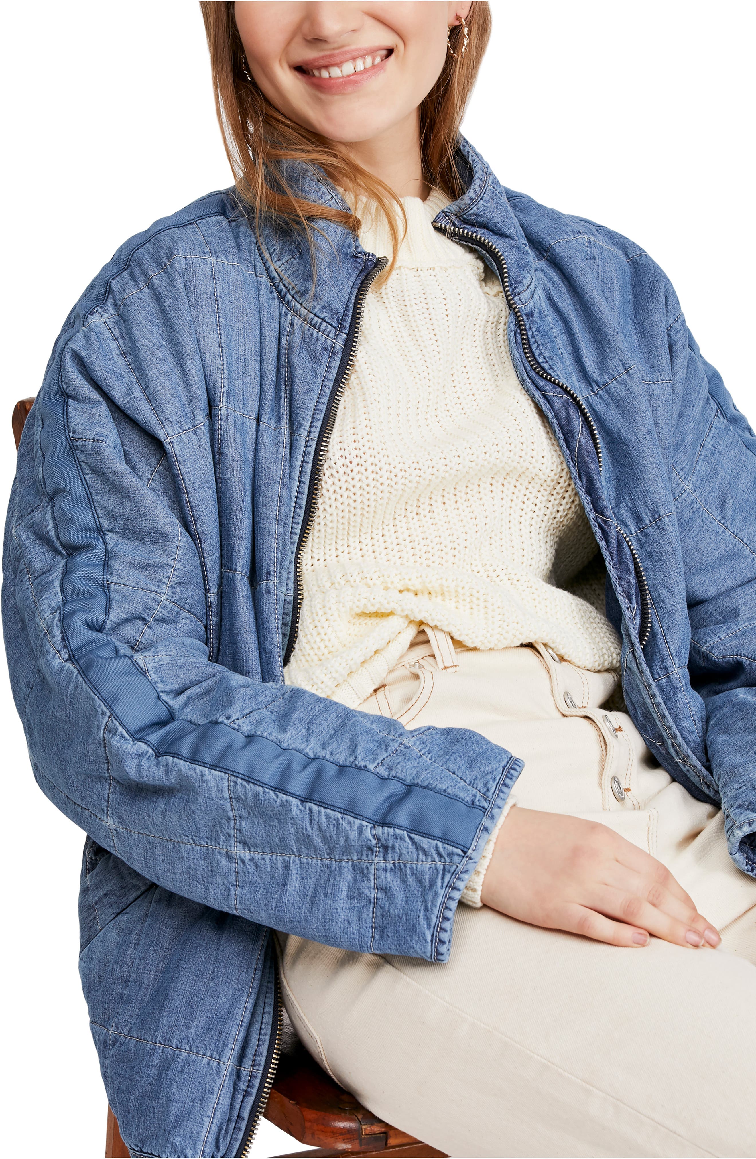 free people quilted denim jacket