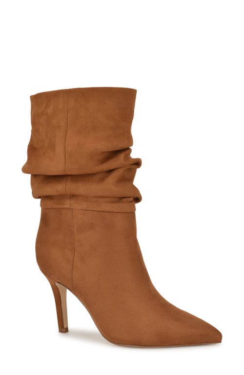 Shop Nine West Slouch Pointed Toe Bootie In Dark Natural