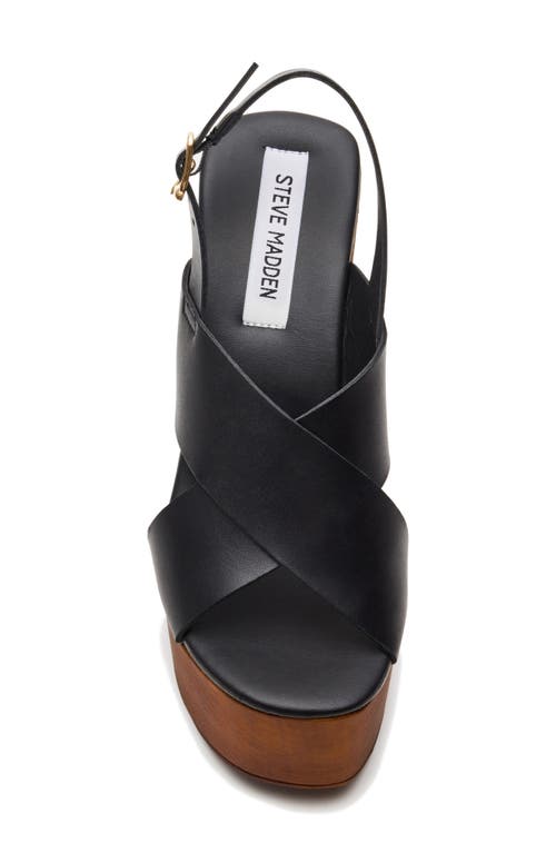 【追跡あり!】Steve Madden GALAXY LEATHER ウェッジサンダル Steve Madden Galaxy Platform Wedge Sandal In Black Leather
