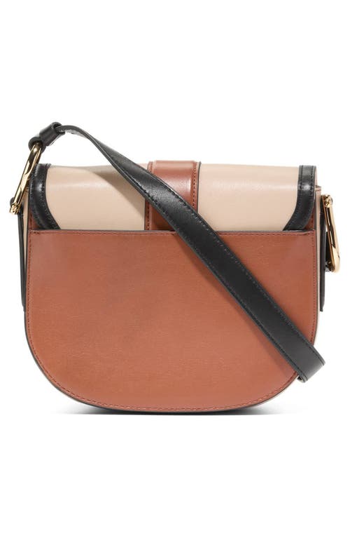 Shop Cole Haan Mini Essential Saddle Bag In Brit Tan/ivory/black