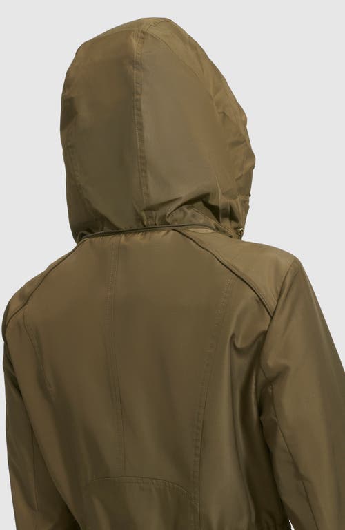 Shop Cole Haan Signature Travel Packable Hooded Rain Jacket In Olive